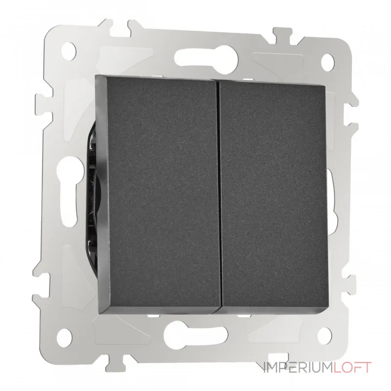 Выключатель двухклавишный проходной (на 2 направления), 10AX 250V 203.32-2.black от ImperiumLoft