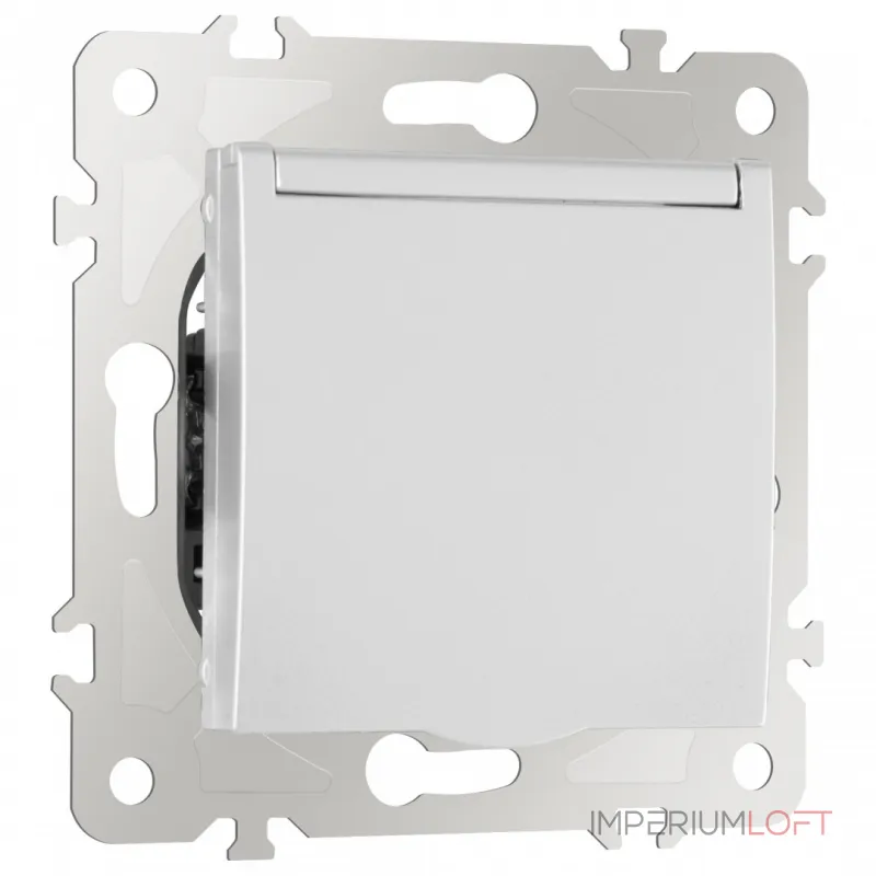 Розетка с заземлением, шторками и защитной крышкой, 16A 250V 203.41-1.silver