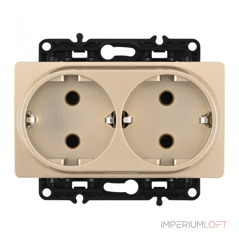 Розетка двойная с заземлением, 16A 250V 217.40-2.shampan