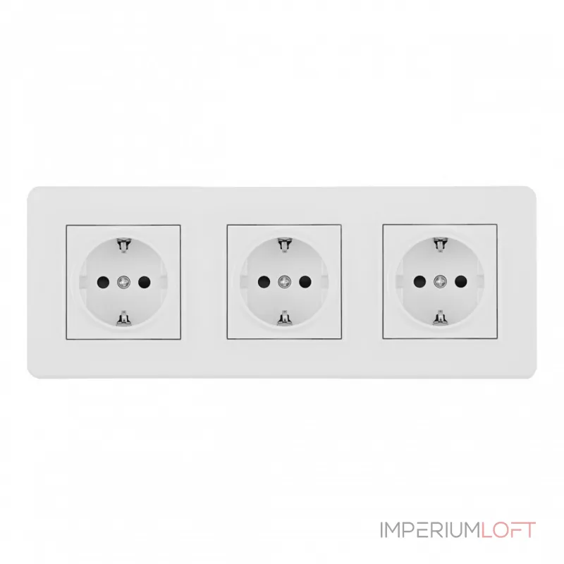 Розетка тройная (трехпостовая) с заземлением и шторками Arte Milano SET16-3-40-1x3 white