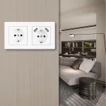 Розетка двойная (двухпостовая) c заземление и шторками + 2USB Arte Milano SET06-2-47-1-40-1 white от ImperiumLoft