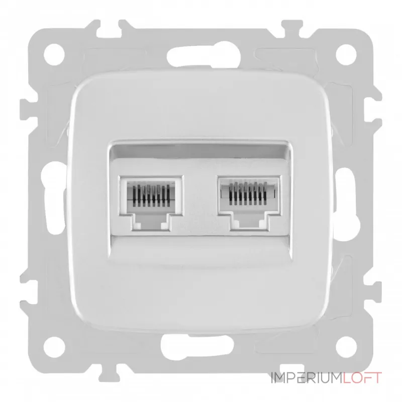 Розетка телефонная RJ11 + компьютерная RJ45 205.44-1.silver