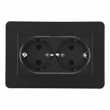 Розетка двойная с заземлением и шторками Arte Milano SET16-double-40-2 black