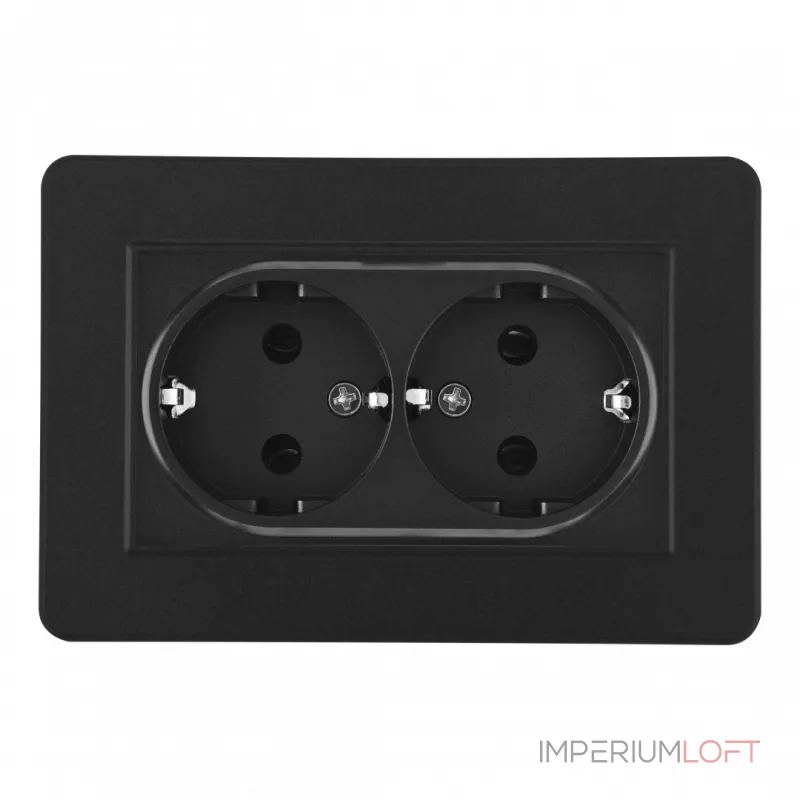 Розетка двойная с заземлением и шторками Arte Milano SET16-double-40-2 black