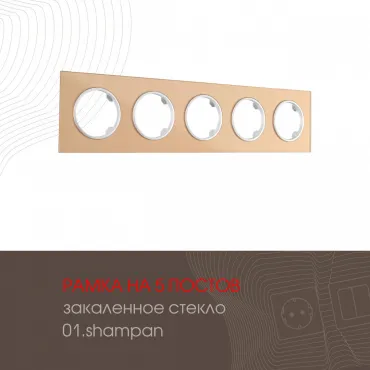 Рамка из закаленного стекла на 5 постов 502.01-5.shampan