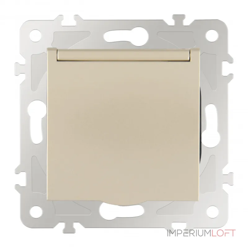 Розетка с заземлением, шторками и защитной крышкой, 16A 250V 203.41-1.shampan Розетка с заземлением, шторками и защитной крышкой, 16A 250V 203.41-1.shampan