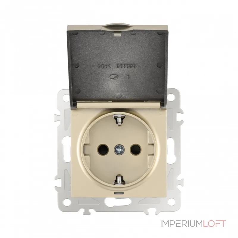 Розетка с заземлением, шторками и защитной крышкой, 16A 250V 206.41-1.shampan