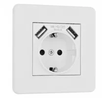 Комплект розетки с заземлением, шторками, рамкой однопостовой + 2 USB Arte Milano SET16-1-47-1 white