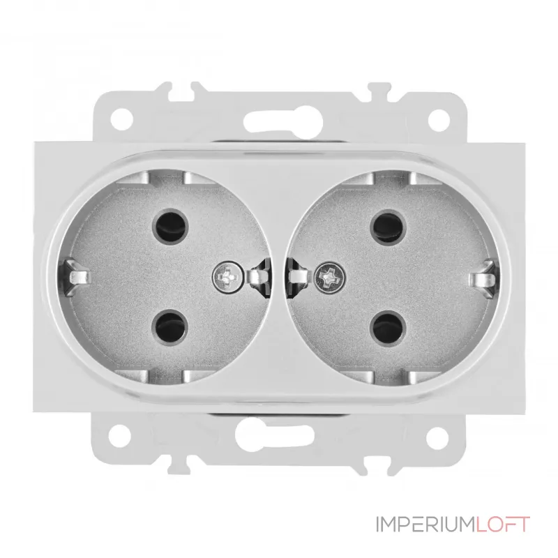 Розетка двойная с заземлением, 16A 250V 203.40-2.silver Розетка двойная с заземлением, 16A 250V 203.40-2.silver