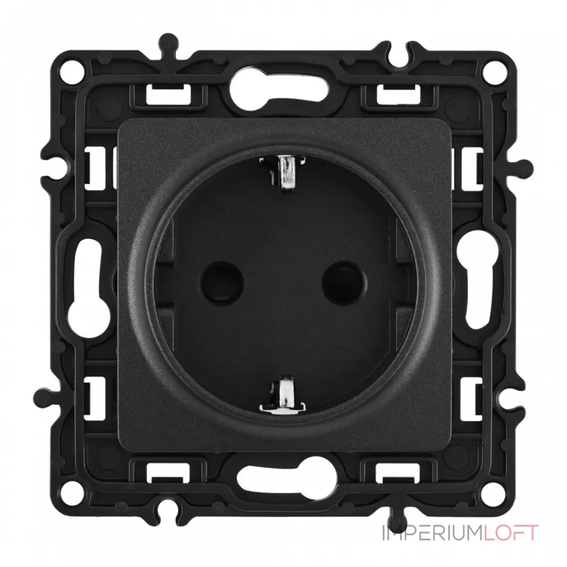 Розетка с заземлением и шторками, 16A 250V 217.40-1.black