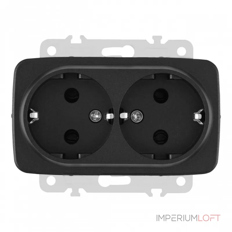 Розетка двойная с заземлением, 16A 250V 205.40-2.black