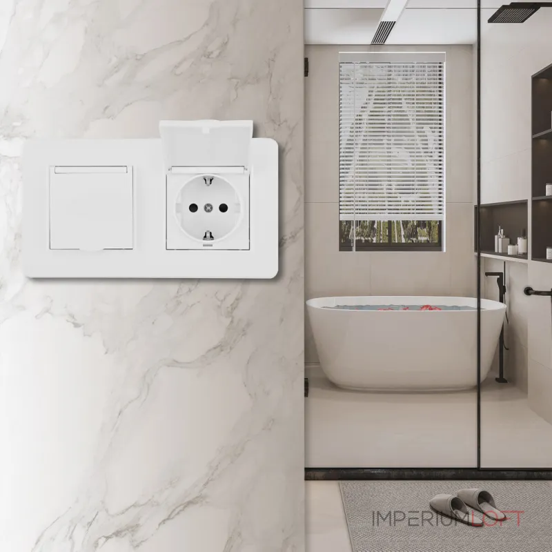 Розетка двойная (двухпостовая) с заземлением Arte Milano SET16-2-41-1x2 white