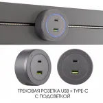 Трековая розетка, 3.1A 250V 399731TS/USB-Type-C Grey от ImperiumLoft