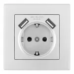 Комплект розетки с заземлением, шторками, рамкой однопостовой + 2 USB Arte Milano SET06-1-47-1 silver от ImperiumLoft