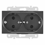 Розетка двойная с заземлением, 16A 250V 203.40-2.black от ImperiumLoft