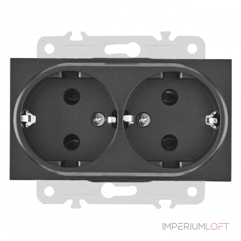 Розетка двойная с заземлением, 16A 250V 203.40-2.black