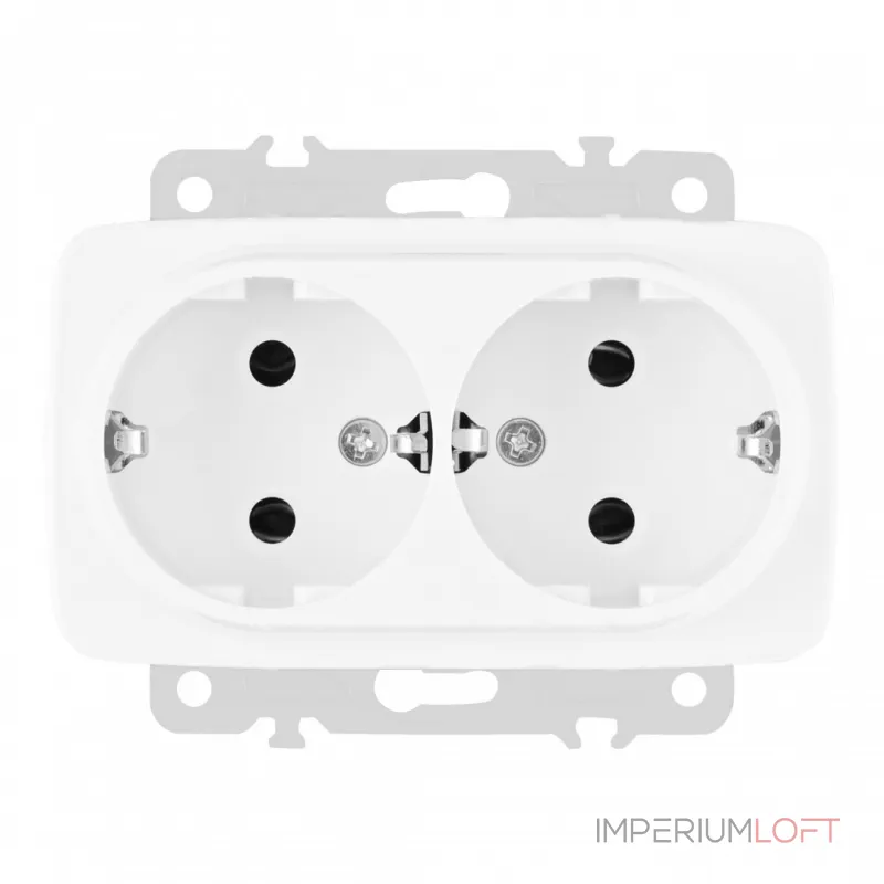 Розетка двойная с заземлением, 16A 250V 205.40-2.white Розетка двойная с заземлением, 16A 250V 205.40-2.white