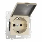 Розетка с заземлением, шторками и защитной крышкой, 16A 250V 203.41-1.shampan