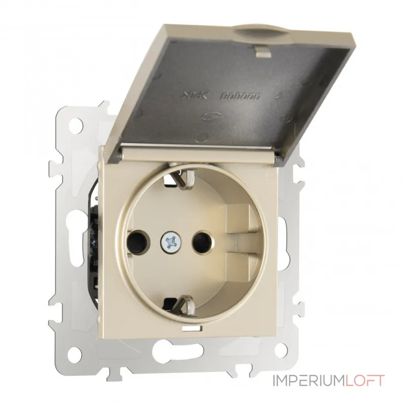 Розетка с заземлением, шторками и защитной крышкой, 16A 250V 203.41-1.shampan Розетка с заземлением, шторками и защитной крышкой, 16A 250V 203.41-1.shampan