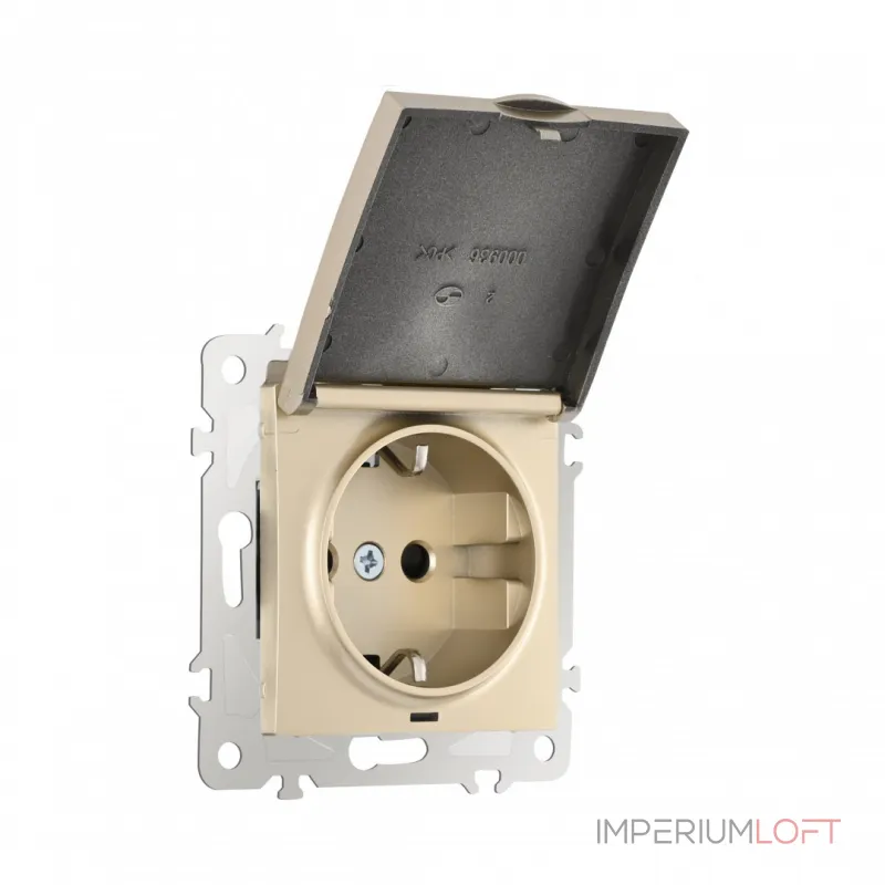 Розетка с заземлением, шторками и защитной крышкой, 16A 250V 206.41-1.shampan