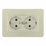 Розетка двойная с заземлением и шторками Arte Milano SET16-double-40-2 shampan
