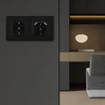 Розетка двойная (двухпостовая) c заземление и шторками + 2USB Arte Milano SET16-2-47-1-40-1 black от ImperiumLoft