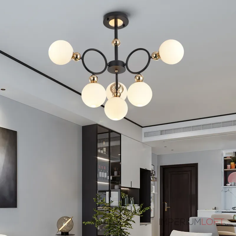 Люстра на штанге Arte Milano Neapolis-73808 274307/6 BK/GD Люстра на штанге Arte Milano Neapolis-73808 274307/6 BK/GD