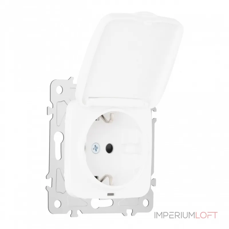 Розетка с заземлением, шторками и защитной крышкой, 16A 250V 205.41-1.white