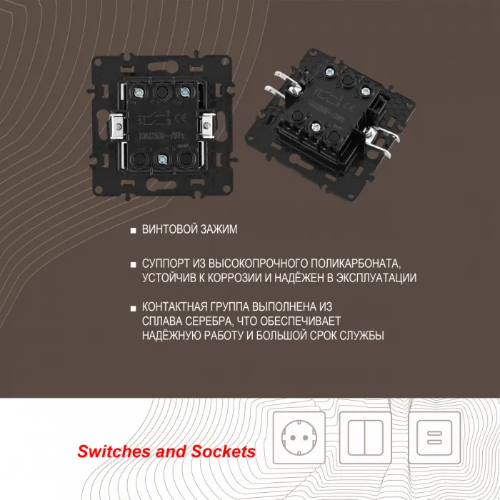 Выключатель двухклавишный, 10AX 250V 217.30-2.black от ImperiumLoft