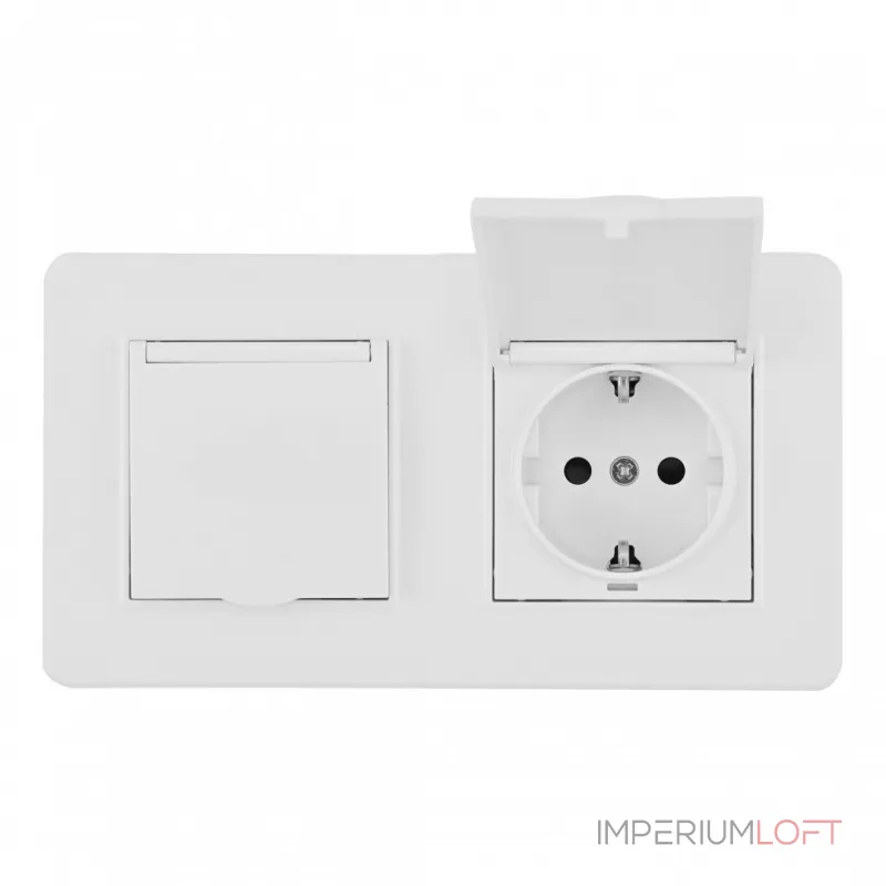 Розетка двойная (двухпостовая) с заземлением Arte Milano SET16-2-41-1x2 white