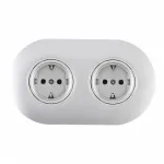 Круглая розетка двойная (двухпостовая) с заземлением и шторками Arte Milano SET08-2-40-1x2 silver от ImperiumLoft Круглая розетка двойная (двухпостовая) с заземлением и шторками Arte Milano SET08-2-40-1x2 silver от ImperiumLoft