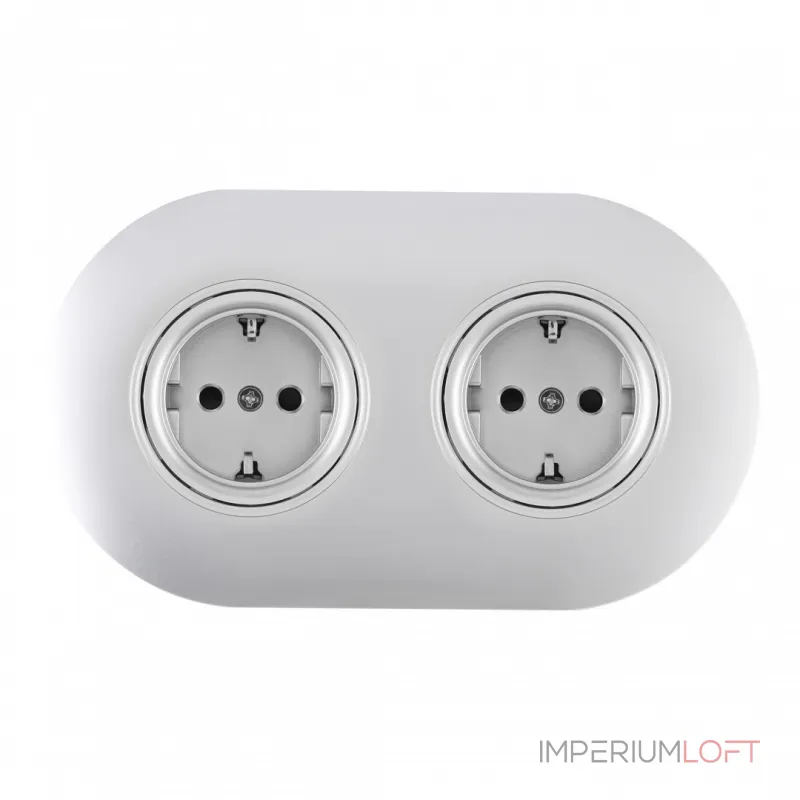 Круглая розетка двойная (двухпостовая) с заземлением и шторками Arte Milano SET08-2-40-1x2 silver от ImperiumLoft Круглая розетка двойная (двухпостовая) с заземлением и шторками Arte Milano SET08-2-40-1x2 silver от ImperiumLoft