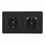 Розетка двойная (двухпостовая) c заземление и шторками + 2USB Arte Milano SET16-2-47-1-40-1 black от ImperiumLoft