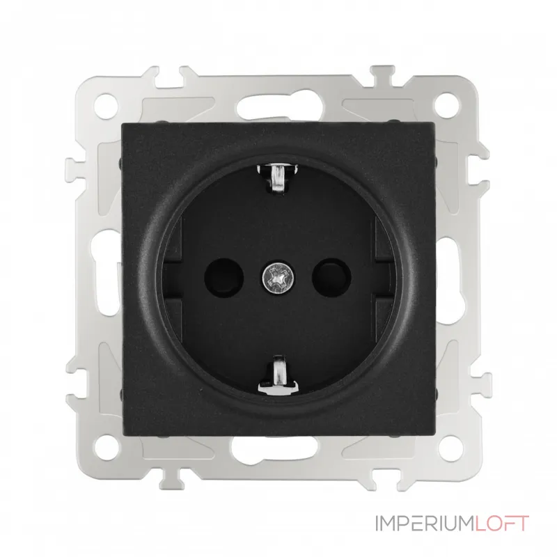 Розетка с заземлением и шторками, 16A 250V 206.40-1.black