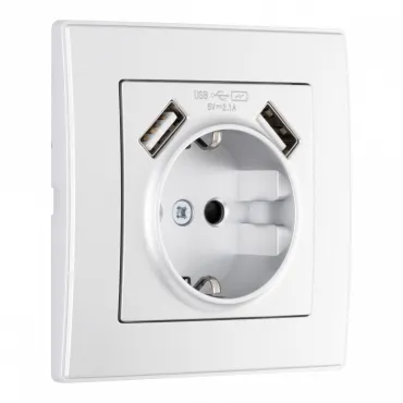 Комплект розетки с заземлением, шторками, рамкой однопостовой + 2 USB Arte Milano SET06-1-47-1 silver Комплект розетки с заземлением, шторками, рамкой однопостовой + 2 USB Arte Milano SET06-1-47-1 silver