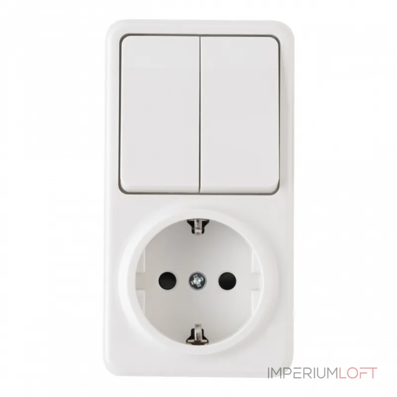 Розетка с заземлением и шторками + выключатель двухклавишный, 10AX 250V, 16A 250V 310.53-1.white от ImperiumLoft Розетка с заземлением и шторками + выключатель двухклавишный, 10AX 250V, 16A 250V 310.53-1.white от ImperiumLoft