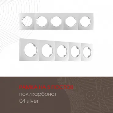 Рамка из поликарбоната на 5 постов 502.04-5.silver Рамка из поликарбоната на 5 постов 502.04-5.silver