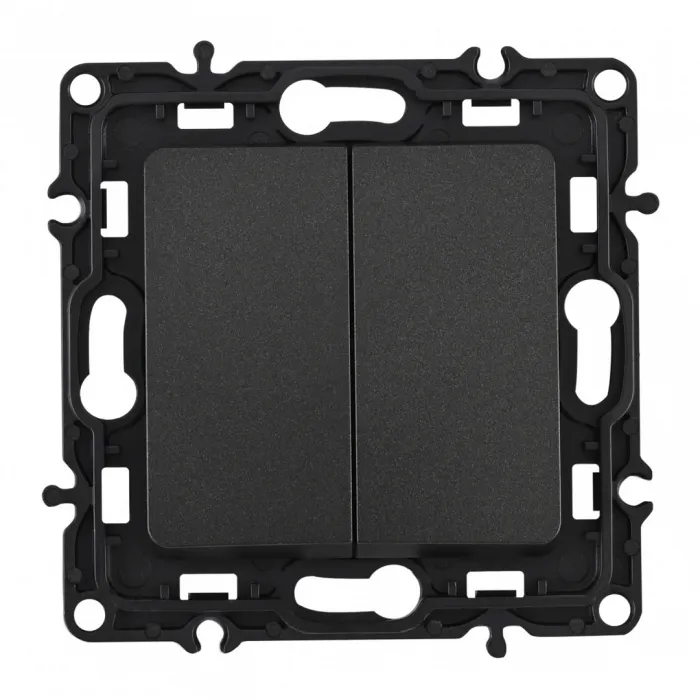 Выключатель двухклавишный, 10AX 250V 217.30-2.black от ImperiumLoft