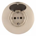 Розетка круглая с заземлением и шторками Arte Milano SET08-1-41-1 shampan