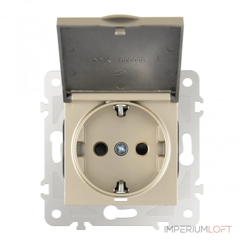 Розетка с заземлением, шторками и защитной крышкой, 16A 250V 203.41-1.shampan Розетка с заземлением, шторками и защитной крышкой, 16A 250V 203.41-1.shampan