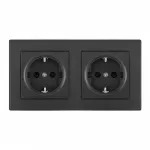 Розетка двойная (двухпостовая) с заземлением и шторками Arte Milano SET06-2-40-1x2 black
