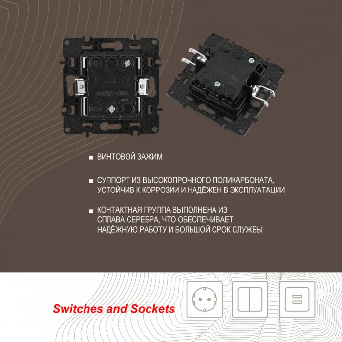 Выключатель одноклавишный, 10AX 250V 217.30-1.black от ImperiumLoft
