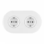 Круглая розетка двойная (двухпостовая) с заземлением и шторками Arte Milano SET08-2-40-1x2 white от ImperiumLoft