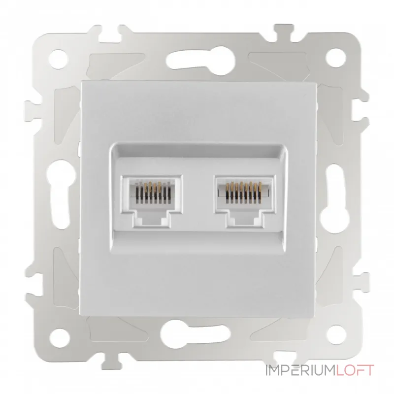 Розетка телефонная RJ11 + интернет RJ45 203.44-1.silver