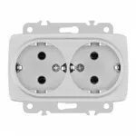 Розетка двойная с заземлением, 16A 250V 205.40-2.silver