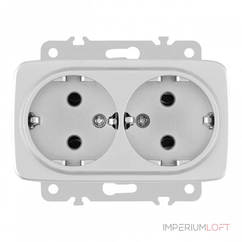 Розетка двойная с заземлением, 16A 250V 205.40-2.silver Розетка двойная с заземлением, 16A 250V 205.40-2.silver