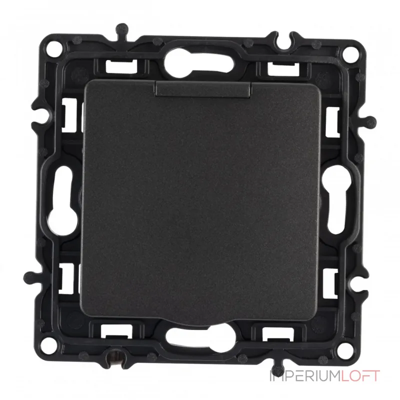 Розетка с заземлением, шторками и защитной крышкой, 16A 250V 217.41-1.black