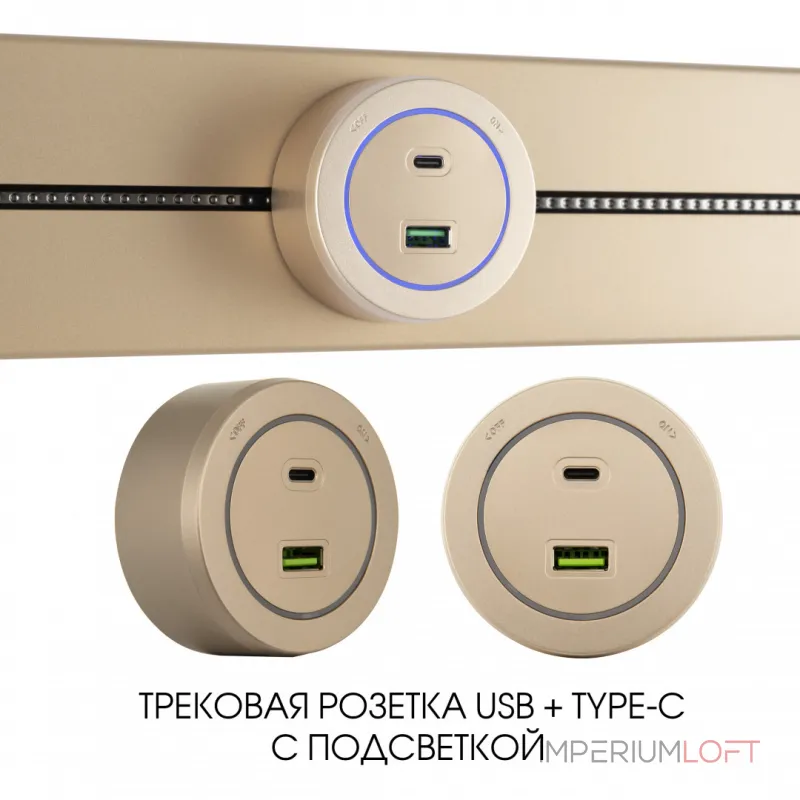 Трековая розетка, 3.1A 250V 399731TS/USB-Type-C Gold от ImperiumLoft Трековая розетка, 3.1A 250V 399731TS/USB-Type-C Gold от ImperiumLoft