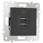 Розетка USB 2.1А+1А 203.46-1.black