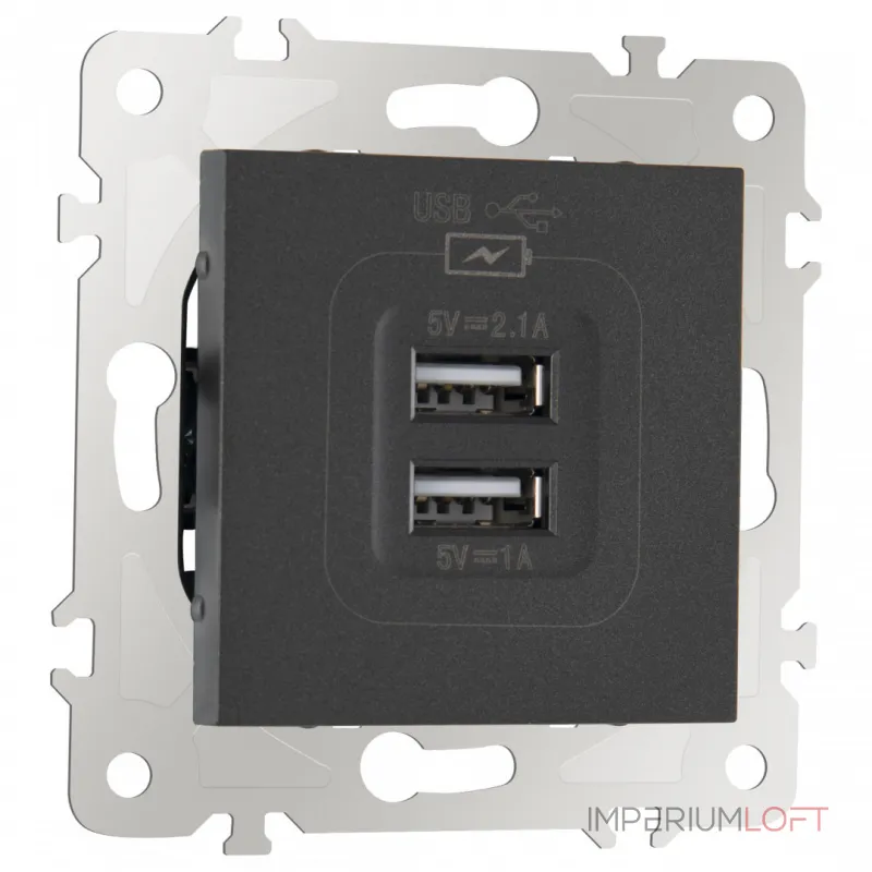 Розетка USB 2.1А+1А 203.46-1.black